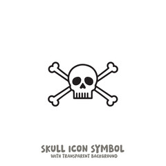 Skull and Bone Icon Symbol Vector Illustration in Black and White