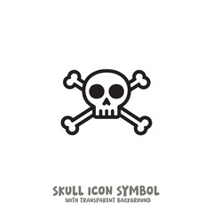 Skull and Bone Icon Symbol Vector Illustration in Black and White