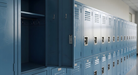 Open blue locker invites reflection on school days, nostalgia, anticipation, and new beginnings