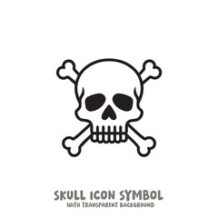 Skull and Bone Icon Symbol Vector Illustration in Black and White