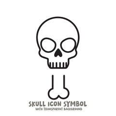 Skull and Bone Icon Symbol Vector Illustration in Black and White