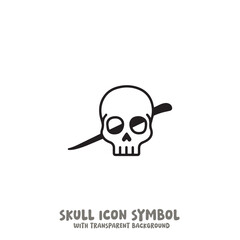 Skull and Bone Icon Symbol Vector Illustration in Black and White