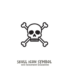 Skull and Bone Icon Symbol Vector Illustration in Black and White