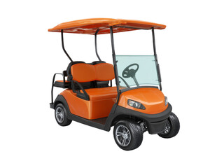 Modern orange golf cart isolated on black background, Isolated On White Background, Png Transparent