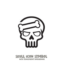 Skull and Bone Icon Symbol Vector Illustration in Black and White