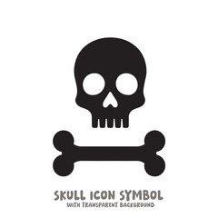 Skull and Bone Icon Symbol Vector Illustration in Black and White