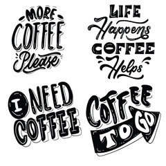Coffee Quote Lettering Set – Hand Drawn Typography Designs for Cafe Lovers