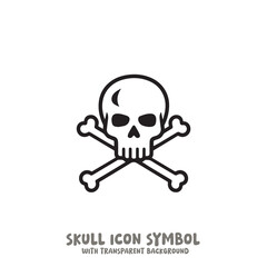 Skull and Bone Icon Symbol Vector Illustration in Black and White