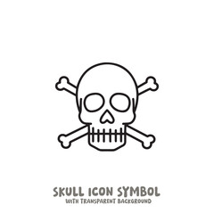 Skull and Bone Icon Symbol Vector Illustration in Black and White
