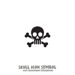Skull and Bone Icon Symbol Vector Illustration in Black and White