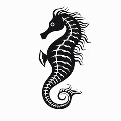 Obraz premium Ornate seahorse artwork vector design aquatic isolated ocean detailed silhouette