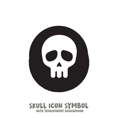 Skull and Bone Icon Symbol Vector Illustration in Black and White