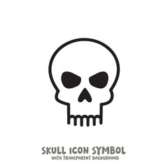 Skull and Bone Icon Symbol Vector Illustration in Black and White