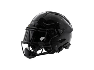 Sleek black football helmet with visor modern design, Isolated On White Background, Png Transparent
