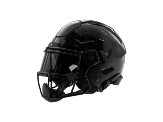 Sleek black football helmet with visor modern design, Isolated On White Background, Png Transparent