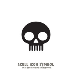 Skull and Bone Icon Symbol Vector Illustration in Black and White