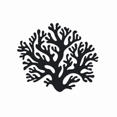 Striking seaweed coral plant black abstract shape underwater graphic design silhouette
