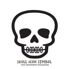 Skull and Bone Icon Symbol Vector Illustration in Black and White