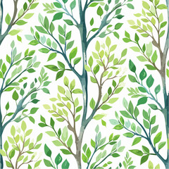Pattern of green leaves on white background
4