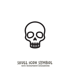 Skull and Bone Icon Symbol Vector Illustration in Black and White