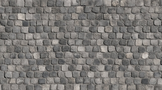 Fine-grained seamless gray cobblestone texture with subtle color shifts, ideal for detailed urban and construction visualizations