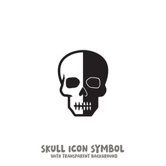 Skull and Bone Icon Symbol Vector Illustration in Black and White