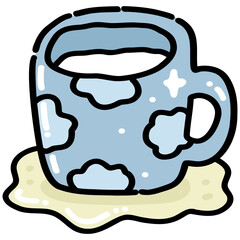 Blue Cloud Mug with Milk