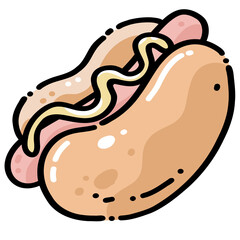 Cute Hot Dog with Mustard