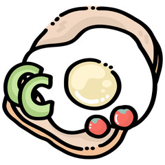 Kawaii Fried Egg on Toast with Vegetables