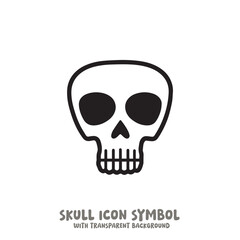 Skull and Bone Icon Symbol Vector Illustration in Black and White