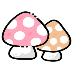 Cute Polka Dot Mushrooms Illustration