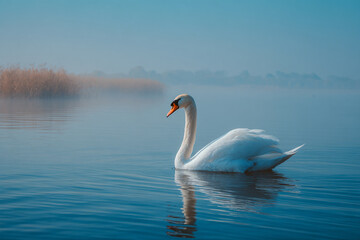 Obraz premium a swan on a lake