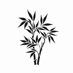 Naklejka premium Serene botanical bamboo plant art, minimalistic vector nature illustration silhouette