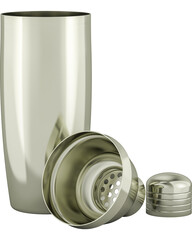 Cocktail shaker, parts. The three parts of a shaker, transparent background