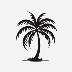 Fototapeta premium Bold tropical palm tree rendering on simple white background silhouette