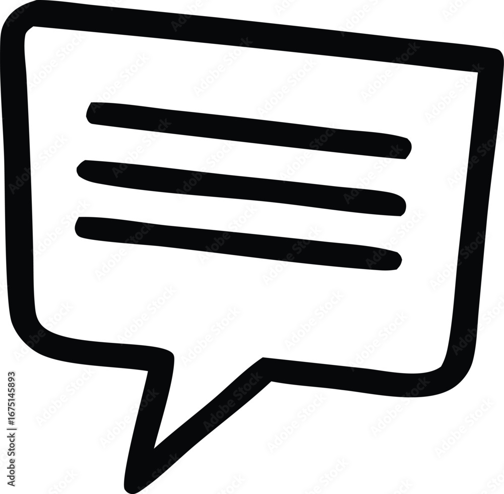 Aufkleber hand-drawn speech bubble icon with lines representing text chat message communication conversation d