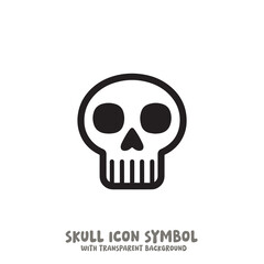 Skull and Bone Icon Symbol Vector Illustration in Black and White