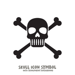 Skull and Bone Icon Symbol Vector Illustration in Black and White