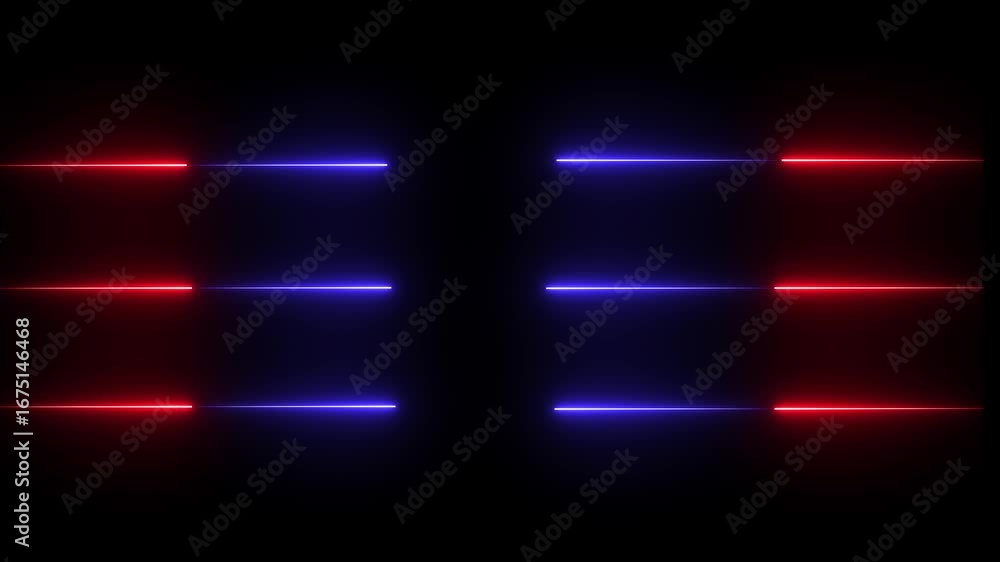 Poster abstract neon blue technology motion background with glowing laser beams. seamless loop three neon l