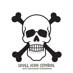 Skull and Bone Icon Symbol Vector Illustration in Black and White