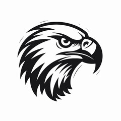 Obraz premium Majestic eagle head, fierce gaze in bold black vector art silhouette