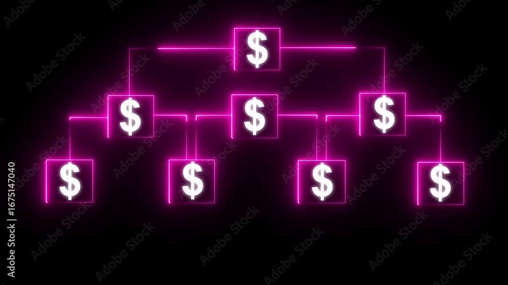 Aufkleber a purple network featuring dollar signs within rectangle linked by lines dollar sign with connect th