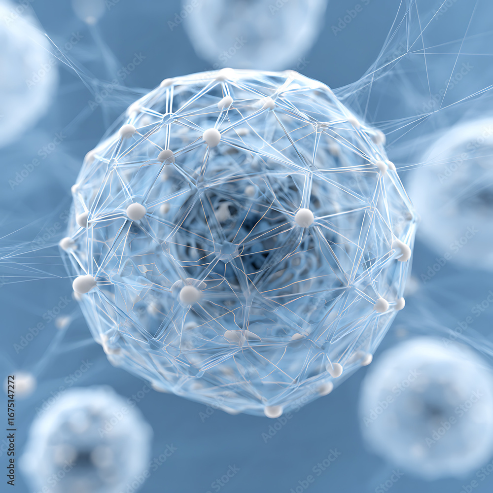 Poster stunning 3d cell structure with intricate network connections for cutting-edge science visuals or in