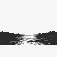 Tranquil waters between mountains creates an eye catching landscape silhouette