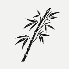 Striking vector illustration of bamboo branch with leaves, perfect silhouette