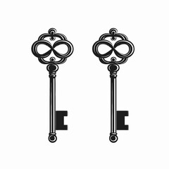 Vintage infinity key vector art, antique style design silhouette