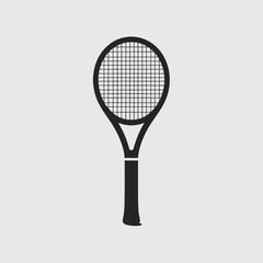 Sporting equipment minimal, dark outline of tennis racket silhouette