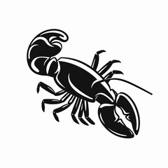 Dramatic black and white lobster crawling, showcasing sea life silhouette
