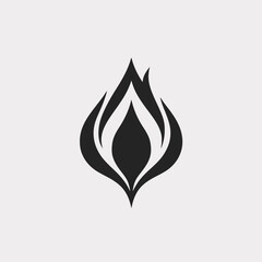 Symmetrical black fire graphic on white background for creative designs silhouette