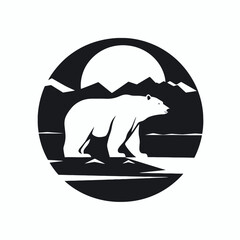 Powerful polar bear against the arctic backdrop graphical vector silhouette
